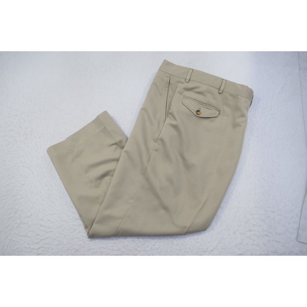 VTG Orvis Dress Pants Beige Flat Front USA MADE Mens Size 38 x 26